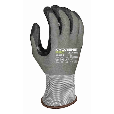 Kyorene Pro Coated Gloves, Polyurethane Palm, Gray, L 12 PK 00-863 (L)